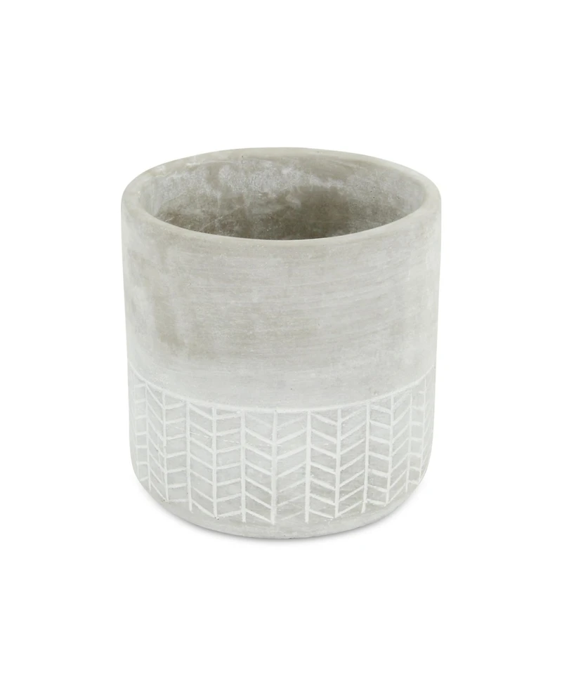 Cement Round Planter with Geometric Pattern – Versatile Pot for Home & Garden