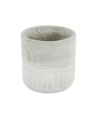 Cement Round Planter with Geometric Pattern – Versatile Pot for Home & Garden