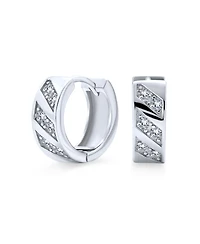 Bling Jewelry Elegant Cz Hoop Earrings with Cubic Zirconia Accent in Sterling Silver