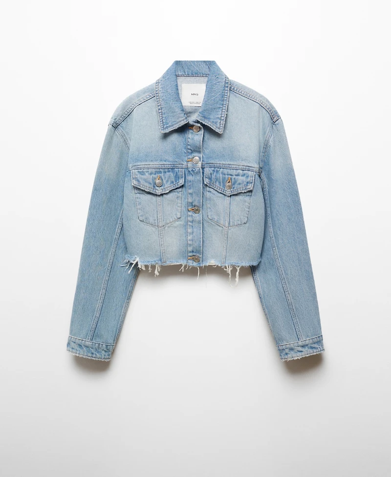 Mango Women's Denim Frayed Hem Jacket