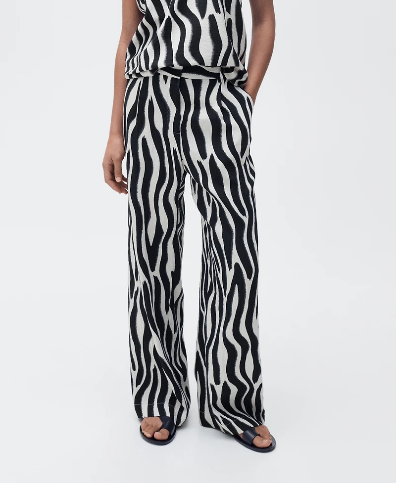 Mango Women's Zebra Print Straight Trousers