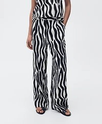 Mango Women's Zebra Print Straight Trousers