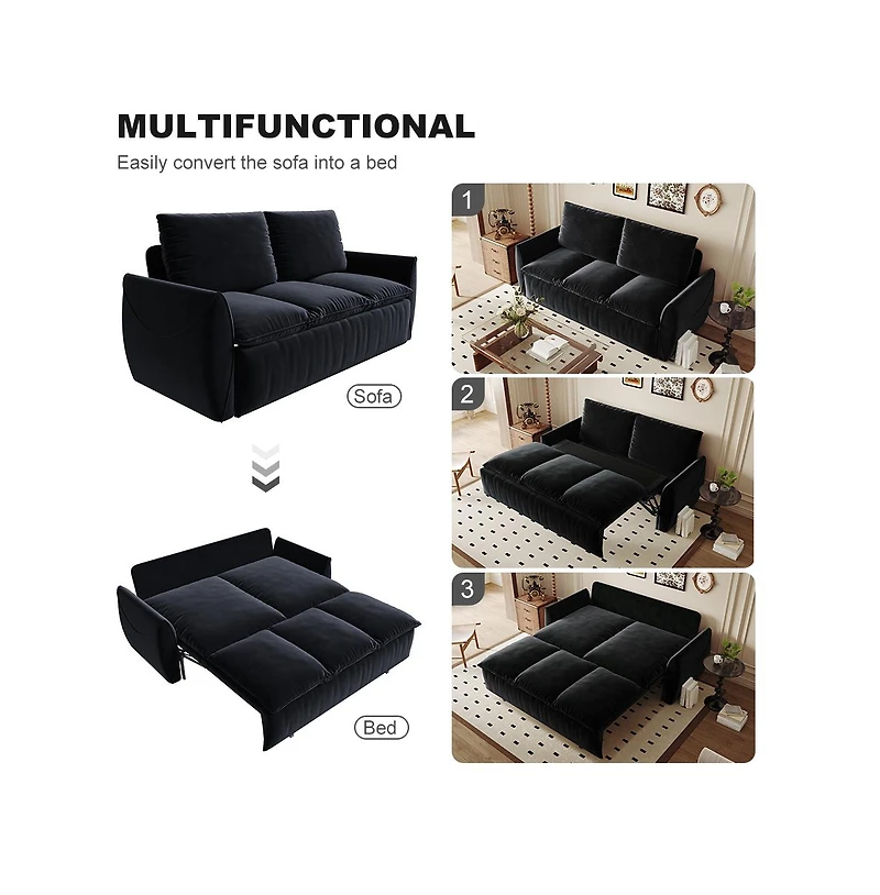 Streamdale 70.9" Convertible Sofa Bed with Blanket and Pillows