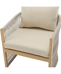 Streamdale Modern beige curved aluminum lounge chairs, Rope weave, cushioned