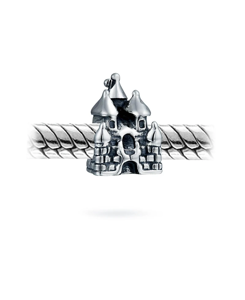Bling Jewelry Fairytale Fairy Princess Castle Charm Bead Oxidized .925 Sterling Silver