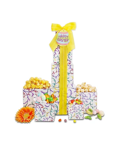 Alder Creek Gift Baskets Egg-cellent Candy and Treats Easter Tower Gift Set, 6 Piece