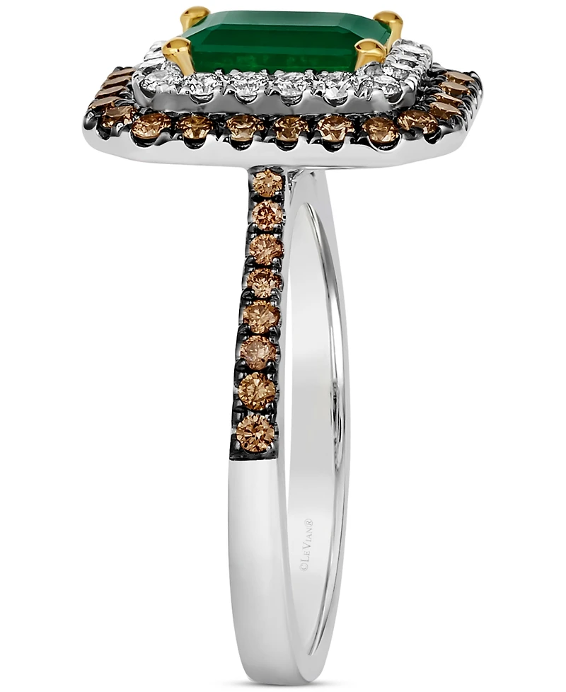 Le Vian Costa Smeralda Emeralds (1-1/5 ct. t.w.) & Diamond Double Halo Ring in 14k Two-Toned Gold