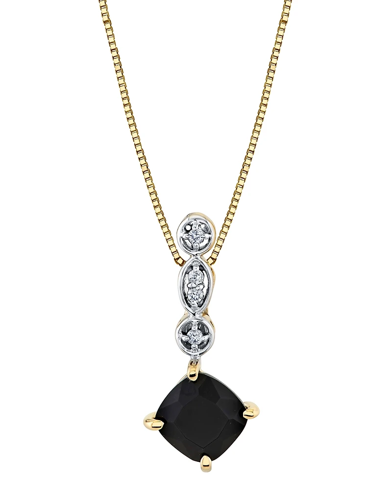 Onyx (7mm) & Diamond Accent 18" Pendant Necklace in 10k Yellow Gold