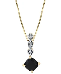 Onyx (7mm) & Diamond Accent 18" Pendant Necklace in 10k Yellow Gold