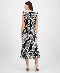 Anne Klein Women's Printed Sleeveless V-Neck Midi Dress