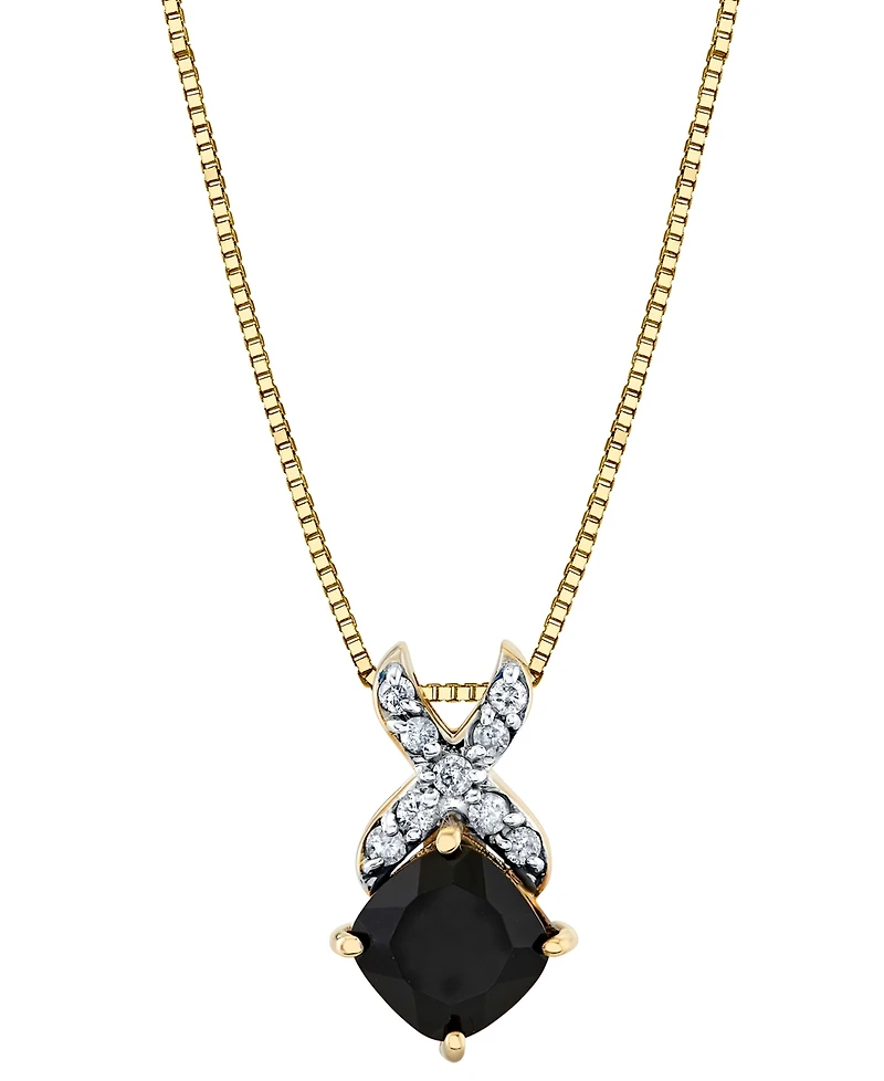 Onyx (6mm) & Diamond (1/10 ct. t.w.) 18" Pendant Necklace in 10k Yellow Gold