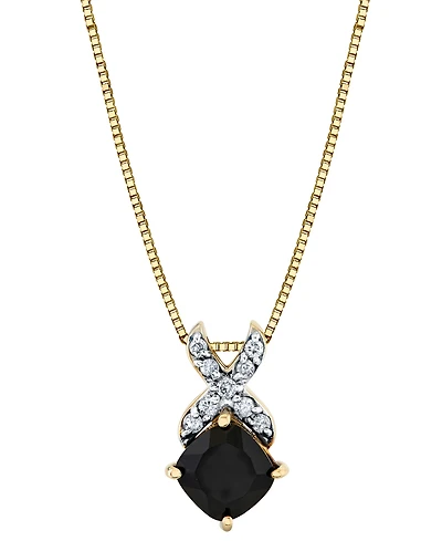 Onyx (6mm) & Diamond (1/10 ct. t.w.) 18" Pendant Necklace in 10k Yellow Gold
