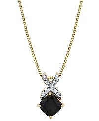 Onyx (6mm) & Diamond (1/10 ct. t.w.) 18" Pendant Necklace in 10k Yellow Gold