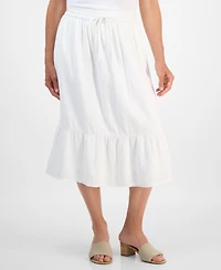 Style & Co Petite Cotton Gauze Tiered Pull-On Midi Skirt, Exclusively at Macy's