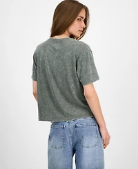Rebellious One Juniors' Butterfly Mineral Wash Graphic T-Shirt