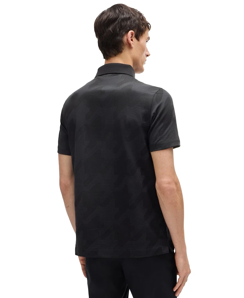 Boss by Hugo Boss Men's Houndstooth Jacquard Slim-Fit Polo Shirt
