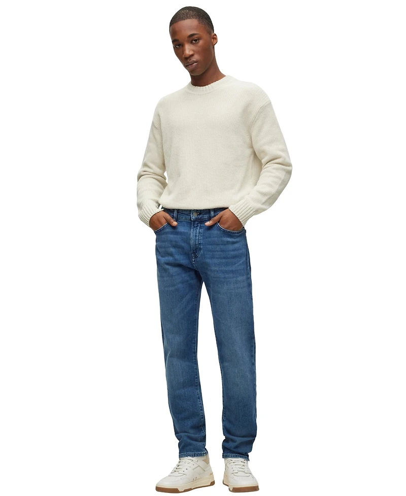 Boss by Hugo Men's Mid-Blue Comfort-Stretch Regular-Fit Jeans