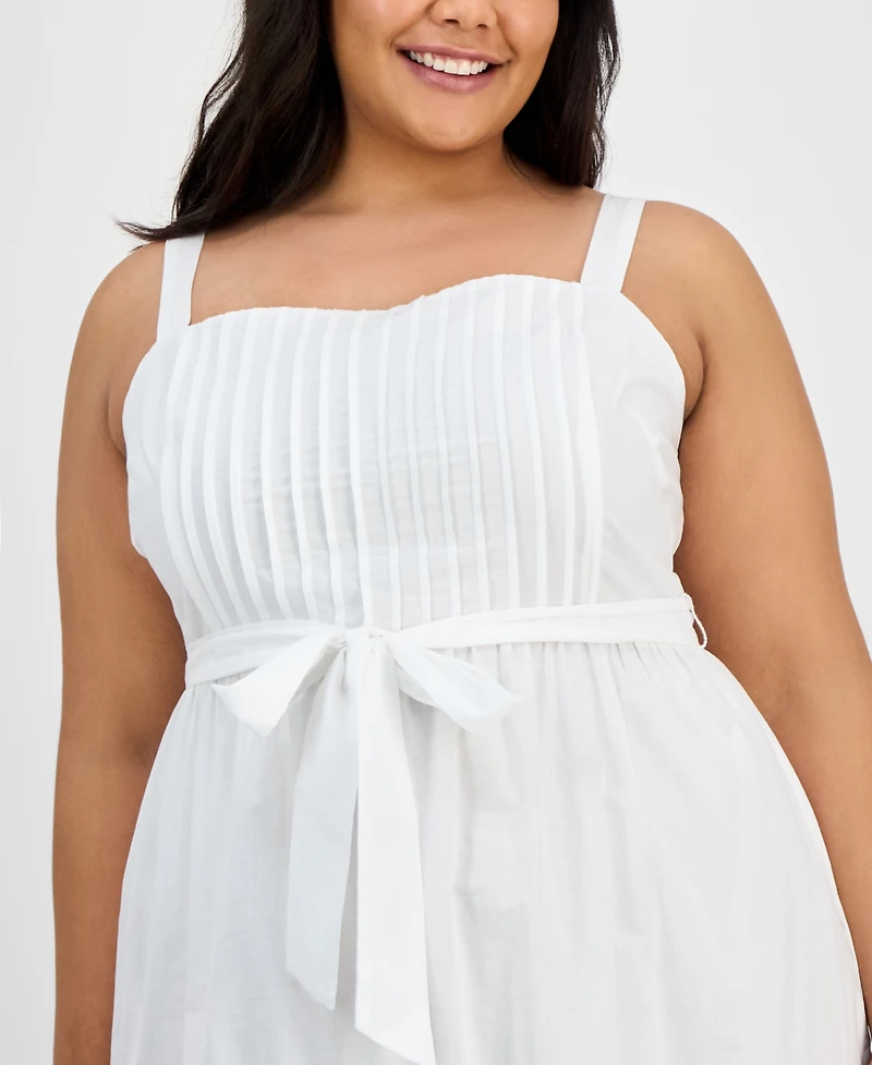 julia jordan Plus Cotton Sleeveless Eyelet-Hem Midi Dress