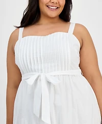 julia jordan Plus Cotton Sleeveless Eyelet-Hem Midi Dress