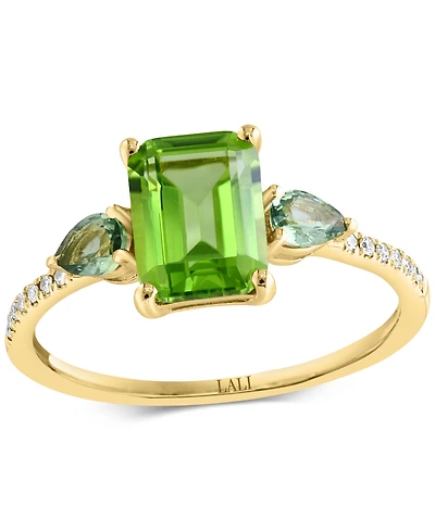 Lali Jewels Multi-Gemstone & Diamond (1/20 ct. t.w.) Ring 14k Yellow Gold