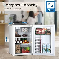Cowsar Mini Compact Refrigerator with Freezer, 2.6 Cu.Ft. Single Door Adjustable Removable Shelves for Apartment/Dorm/Office