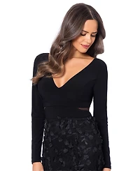 Xscape Mesh-Cutout Flower Gown