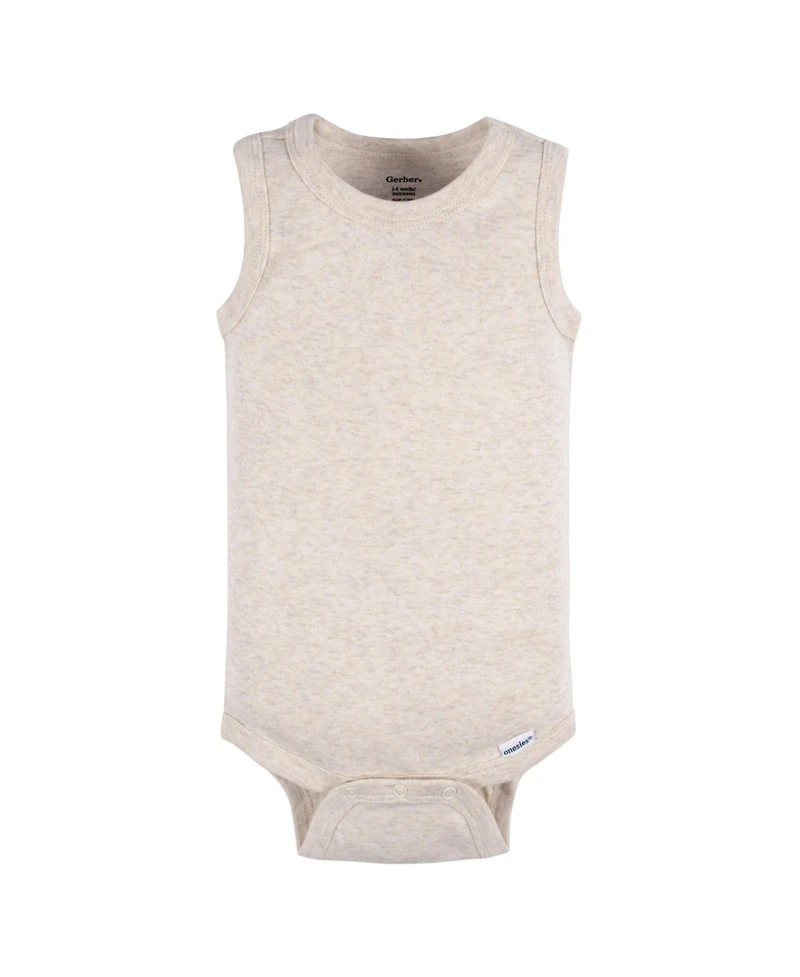 Gerber Baby Boys 5-Pack Sleeveless Onesies Bodysuits, Blue Stripe, 0-3 Months