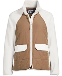 Lands' End Plus Mixed Media High Pile Fleece Jacket
