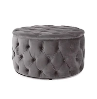 Round Velvet Ottoman Upholstered Footstool for Living Room or Bedroom Soft Polyester Fabric Comfortable Seating Option-The Pop Home