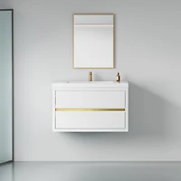 Casainc 36" Wall-Mounted Bathroom Vanity with Sink, Floating Bathroom Storage Cabinet with Stone Resin Countertop and Soft Close Drawers