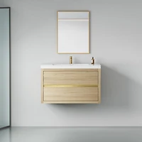 Casainc 36" Wall-Mounted Bathroom Vanity with Sink, Floating Storage Cabinet Stone Resin Countertop and Soft Close Drawers