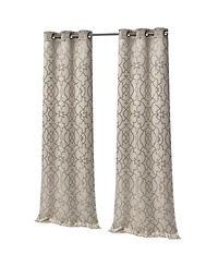 Kate Aurora 2 Piece Geo Sheen Palladian Grommet Top 88% Blackout Curtain Panels - 84 in. Long