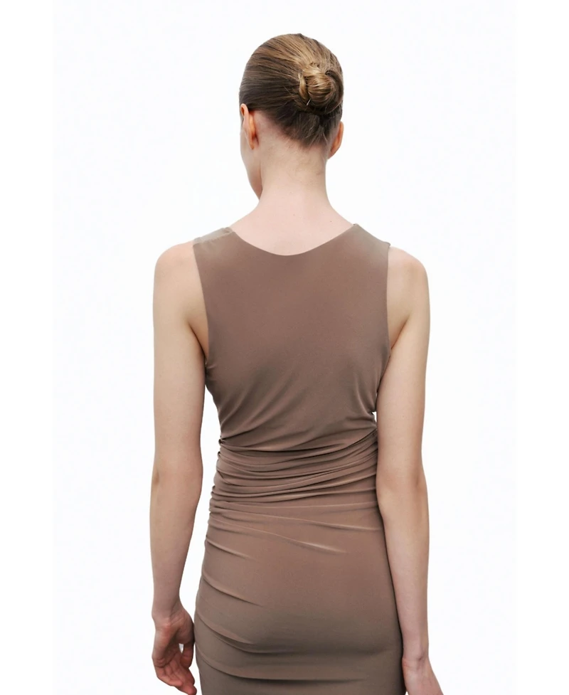 Nocturne Women's Midi Dress with Gathered Detail