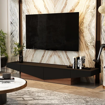 Uniquely designed Tv stand, media console with two drawers, wooden entertainment center