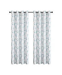 Kate Aurora 1 Piece Watercolor Floral Light Filtering Grommet Top Window Curtain Panel