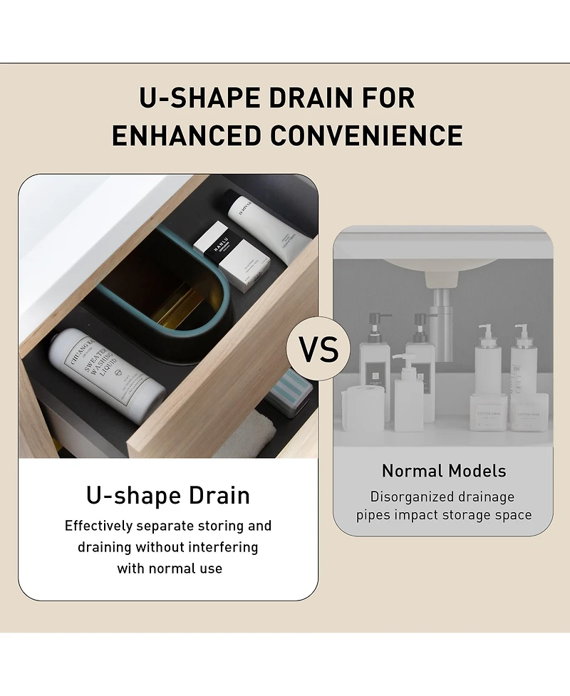 Casainc 24" Wall-Mounted Bathroom Vanity with Sink, Floating Storage Cabinet Stone Resin Countertop and Soft Close Drawers, Natural Oak
