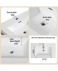 Casainc 36" Wall-Mounted Bathroom Vanity with Sink, Floating Storage Cabinet Stone Resin Countertop and Soft Close Drawers
