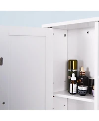 Wall Mount Medicine Cabinet with a Door, Wooden Bathroom Storage Cabinet with Adjustable Shelf