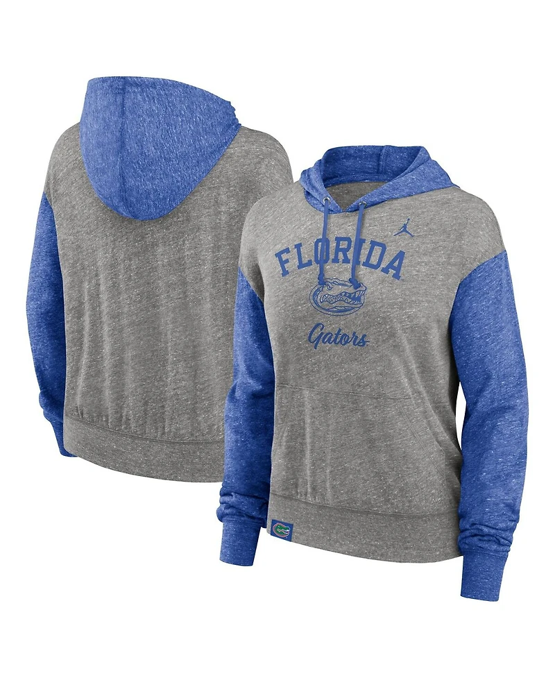 Nike Women's Heather Gray/Heather Royal Florida Gators Color-Block Legacy Pullover Hoodie