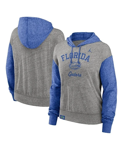 Nike Women's Heather Gray/Heather Royal Florida Gators Color-Block Legacy Pullover Hoodie