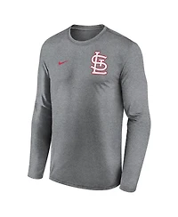 Nike Men's Heather Charcoal St. Louis Cardinals 2-Hit Legend Performance Long Sleeve T-Shirt