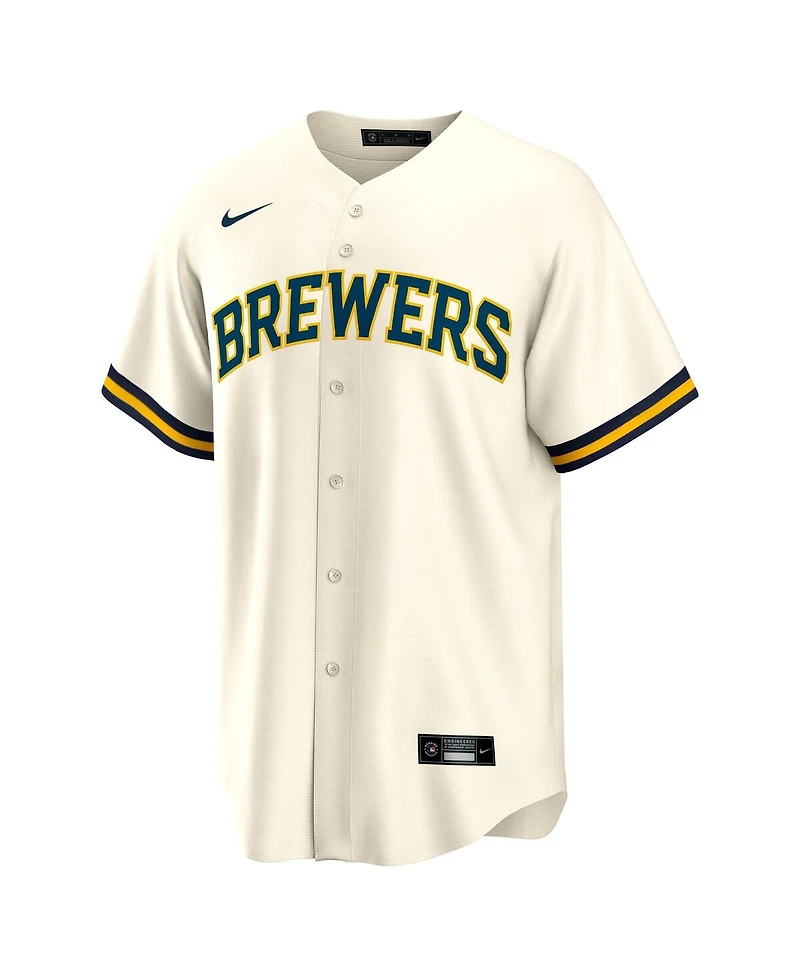 Nike Men's Jackson Chourio Cream Milwaukee Brewers Home Replica Jersey