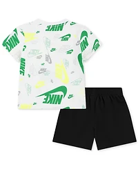 Nike Toddler Printed T-Shirt & Lightweight French Terry Shorts, 2 Piece Set