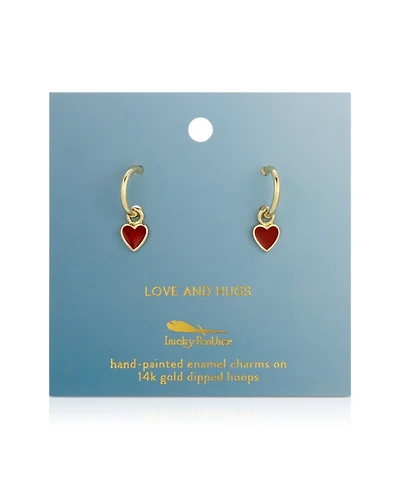Lucky Feather Hoops with Drop - Heart