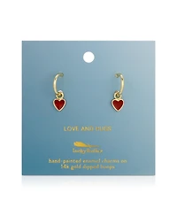 Lucky Feather Hoops with Drop - Heart