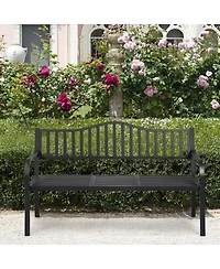 Patio Garden Bench Steel Frame with Adjustable Center Table