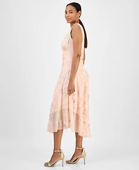 Connected Women's Metallic Chiffon Sleeveless Midi Dress