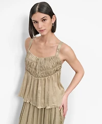 Dkny Women's Crushed Crease Smocked Sleeveless Top