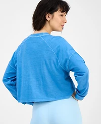 Id Ideology Women's Distressed Long-Sleeve Cropped Top, Exclusively at Macy's