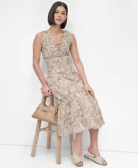 Dkny Women's City Burnout Beaded-Trim V-Neck Dress